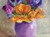 Olieverf-tuinbloemetjes op paneel 15x15cm