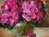 olieverf Roze hortensias in vaasje (Verkocht)